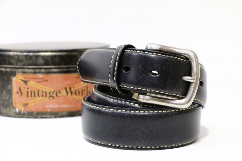 Vintage Works【ヴィンテージワークス】Leather belt レザーベルト ブラック Qurious キュリアス 新潟 通販