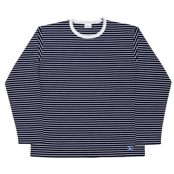 画像1: 【2月納品予定】 WORKERS  ワーカーズ  Border T, Long Sleeve, c#D/ Trim White x Narrow Navy 