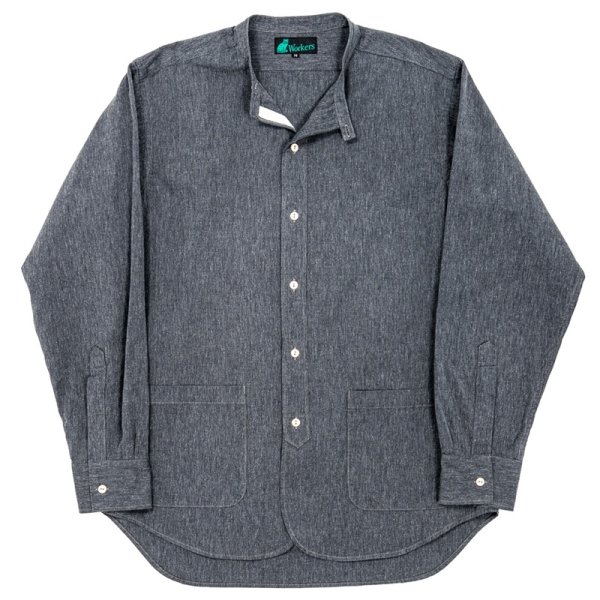 画像1: 【3月納品予定】 WORKERS  ワーカーズ  Band Collar Shirt, Black Chambray 