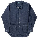 【3月納品予定】 WORKERS  ワーカーズ  Band Collar Shirt, Indigo Cotton Linen 