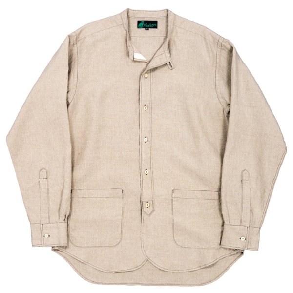 画像1: 【3月納品予定】 WORKERS  ワーカーズ  Band Collar Shirt, Ecru Linen 