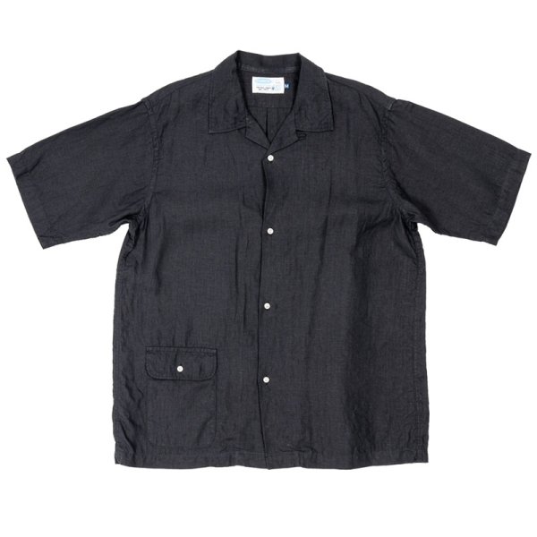 画像1: 【4月納品予定】 WORKERS  ワーカーズ  Open Collar Shirt, Black Linen 
