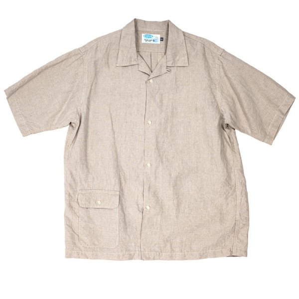 画像1: 【4月納品予定】 WORKERS  ワーカーズ  Open Collar Shirt, Ecru Linen 