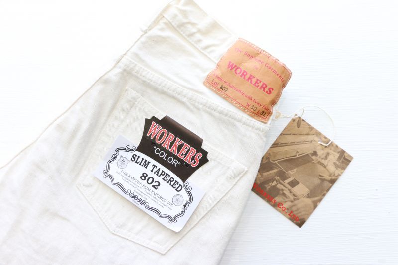 WORKERS ワーカーズ Lot 802,SlimTapered,13.75 Oz White Denim スリムテーパードジーンズ ホワイトデニム