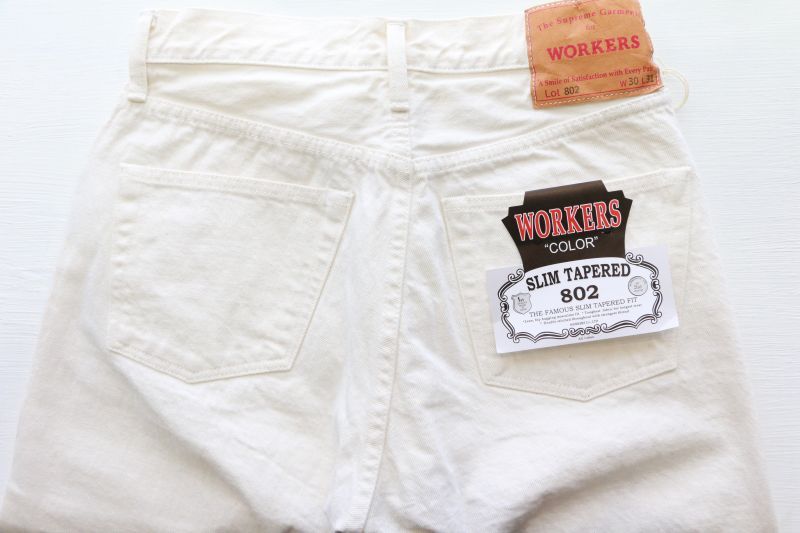 WORKERS ワーカーズ Lot 802,SlimTapered,13.75 Oz White Denim スリムテーパードジーンズ ホワイトデニム