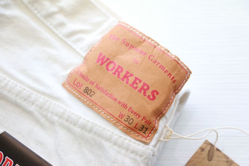 WORKERS ワーカーズ Lot 802,SlimTapered,13.75 Oz White Denim スリムテーパードジーンズ ホワイトデニム