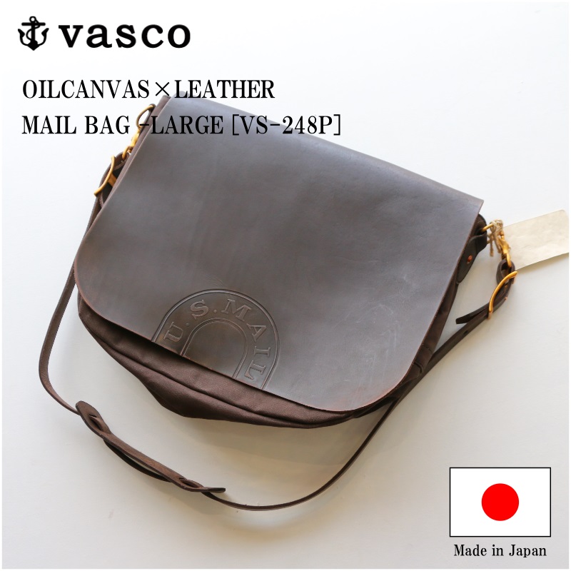 vasco ヴァスコ OILCANVAS×LEATHER MAIL BAG -LARGE キャンバス×レザー メールバッグ ラージ