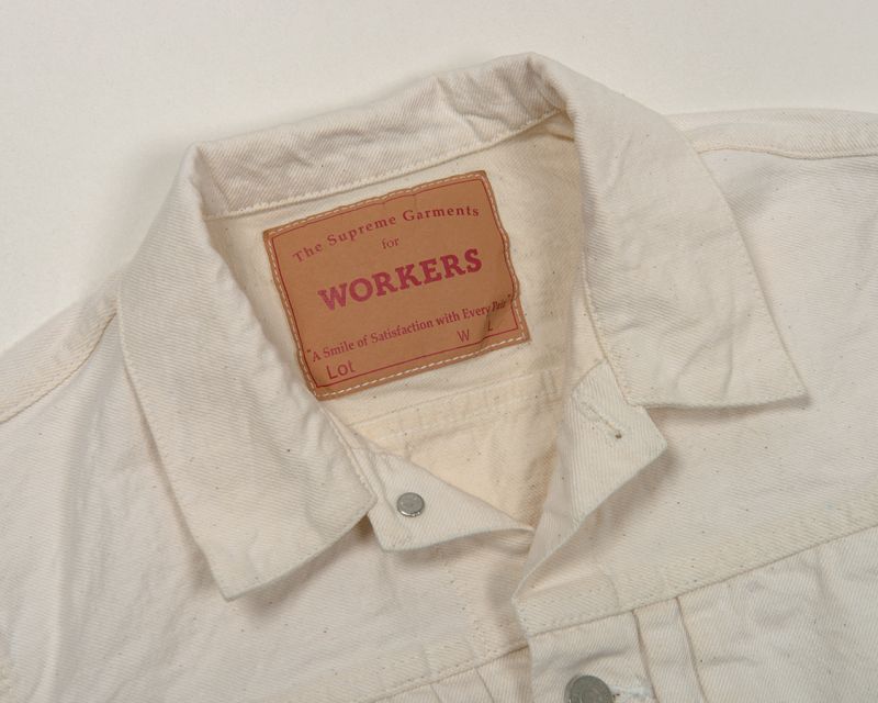 WORKERS ワーカーズ 1st Type Jacket, White Denim ホワイトデニムジャケット