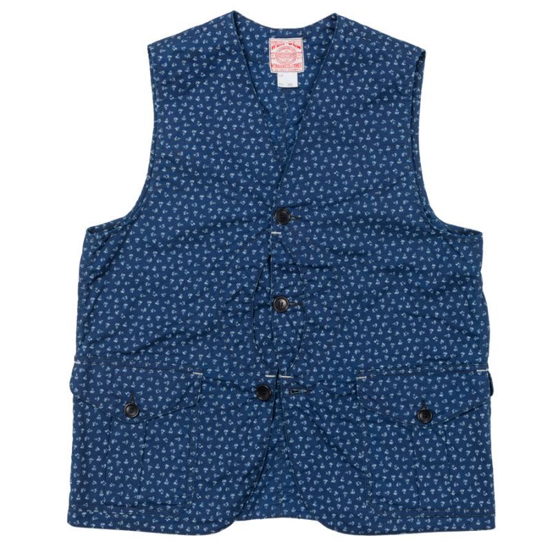 【3月入荷予定】WORKERS ワーカーズ Cruiser Vest, Indigo Calico クルーザーベスト インディゴキャラコ