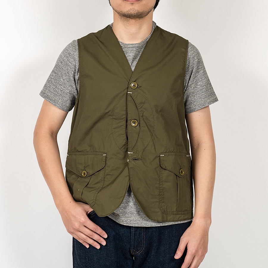 【3月入荷予定】 WORKERS<br>ワーカーズ Cruiser Vest, Olive CL Twill クルーザーベスト オリーブ