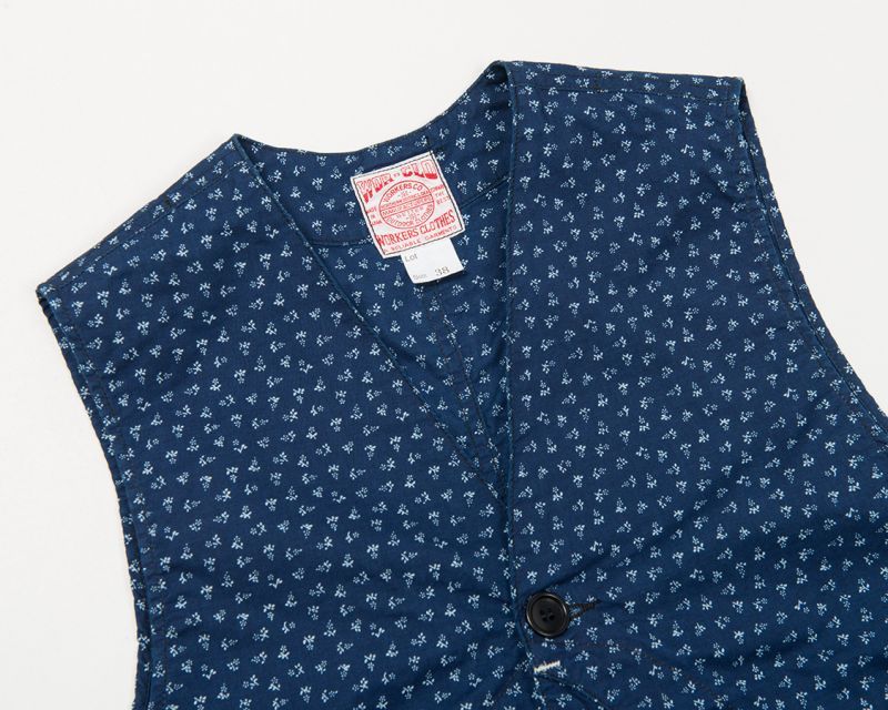 【3月入荷予定】WORKERS ワーカーズ Cruiser Vest, Indigo Calico クルーザーベスト インディゴキャラコ