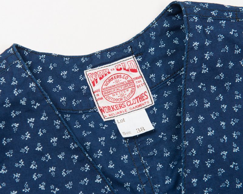 【3月入荷予定】WORKERS ワーカーズ Cruiser Vest, Indigo Calico クルーザーベスト インディゴキャラコ
