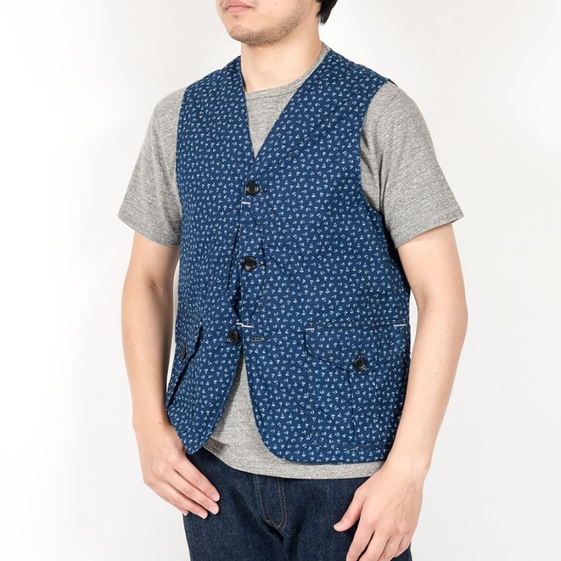 【3月入荷予定】WORKERS ワーカーズ Cruiser Vest, Indigo Calico クルーザーベスト インディゴキャラコ