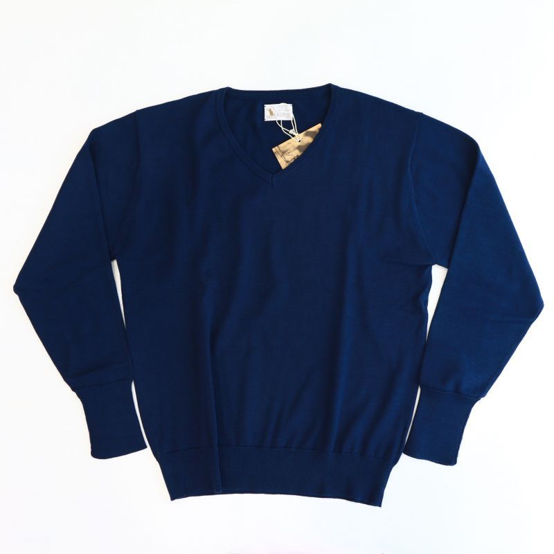 WORKERS ワーカーズ Organic Cotton Sweater, V-Neck,Navy オーガニックコットンVネックセーター ネイビー