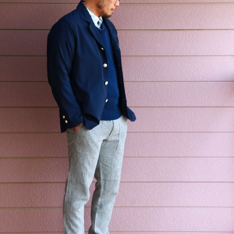 WORKERS ワーカーズ Organic Cotton Sweater, V-Neck,Navy オーガニックコットンVネックセーター ネイビー