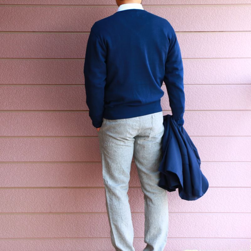 WORKERS ワーカーズ Organic Cotton Sweater, V-Neck,Navy オーガニックコットンVネックセーター ネイビー
