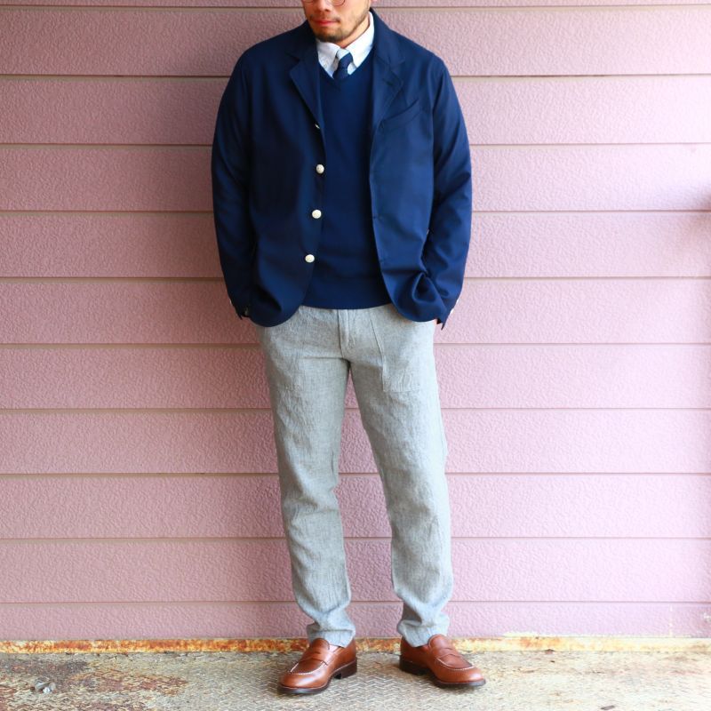 WORKERS ワーカーズ Organic Cotton Sweater, V-Neck,Navy オーガニックコットンVネックセーター ネイビー