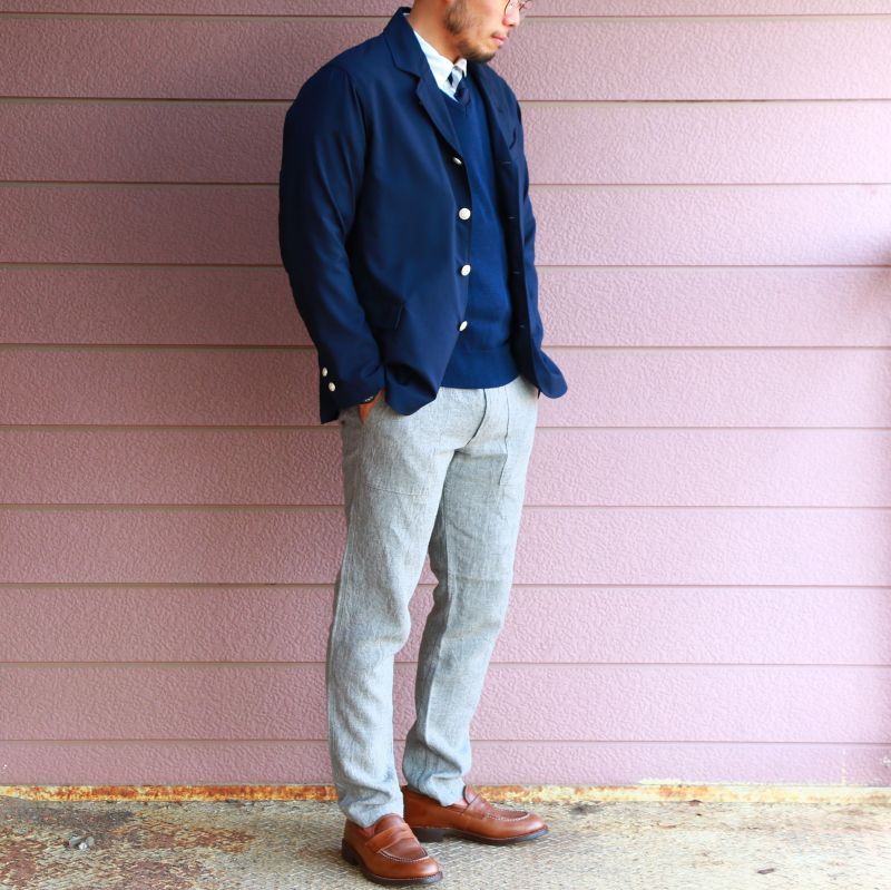 WORKERS ワーカーズ Organic Cotton Sweater, V-Neck,Navy オーガニックコットンVネックセーター ネイビー