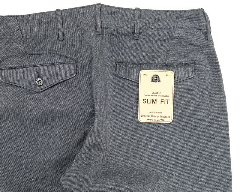 WORKERS ワーカーズ Officer Trousers, Slim, Type 2, Cotton Serge, Grey オフィサートラウザー スリムタイプ2 コットンサージグレイ