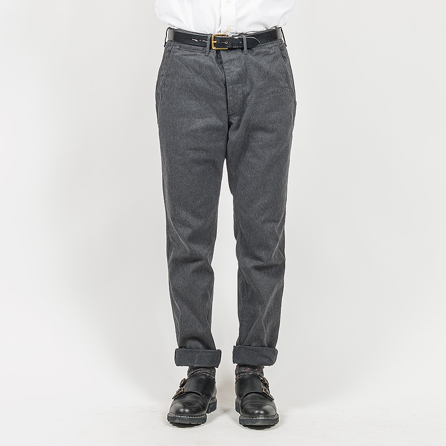 WORKERS ワーカーズ Officer Trousers, Slim, Type 2, Cotton Serge, Grey オフィサートラウザー スリムタイプ2 コットンサージグレイ