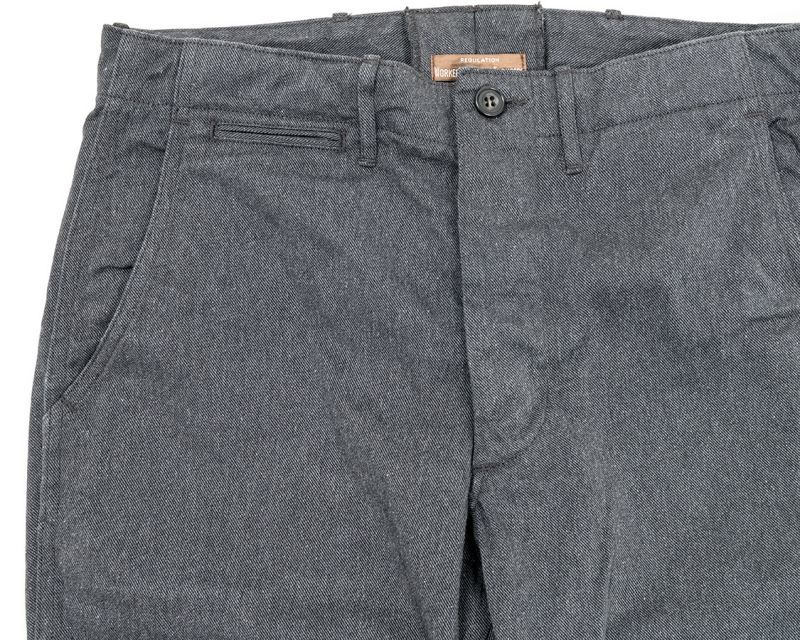 WORKERS ワーカーズ Officer Trousers, Slim, Type 2, Cotton Serge, Grey オフィサートラウザー スリムタイプ2 コットンサージグレイ