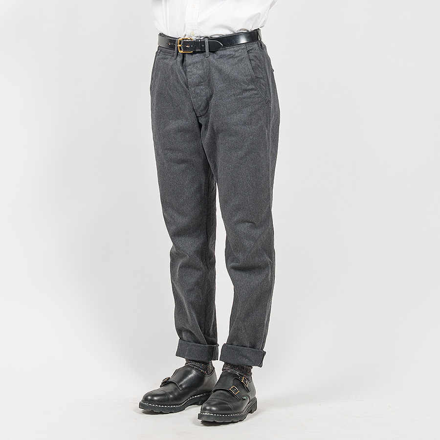 WORKERS ワーカーズ Officer Trousers, Slim, Type 2, Cotton Serge, Grey オフィサートラウザー スリムタイプ2 コットンサージグレイ