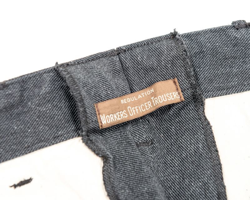 WORKERS ワーカーズ Officer Trousers, Slim, Type 2, Cotton Serge, Grey オフィサートラウザー スリムタイプ2 コットンサージグレイ