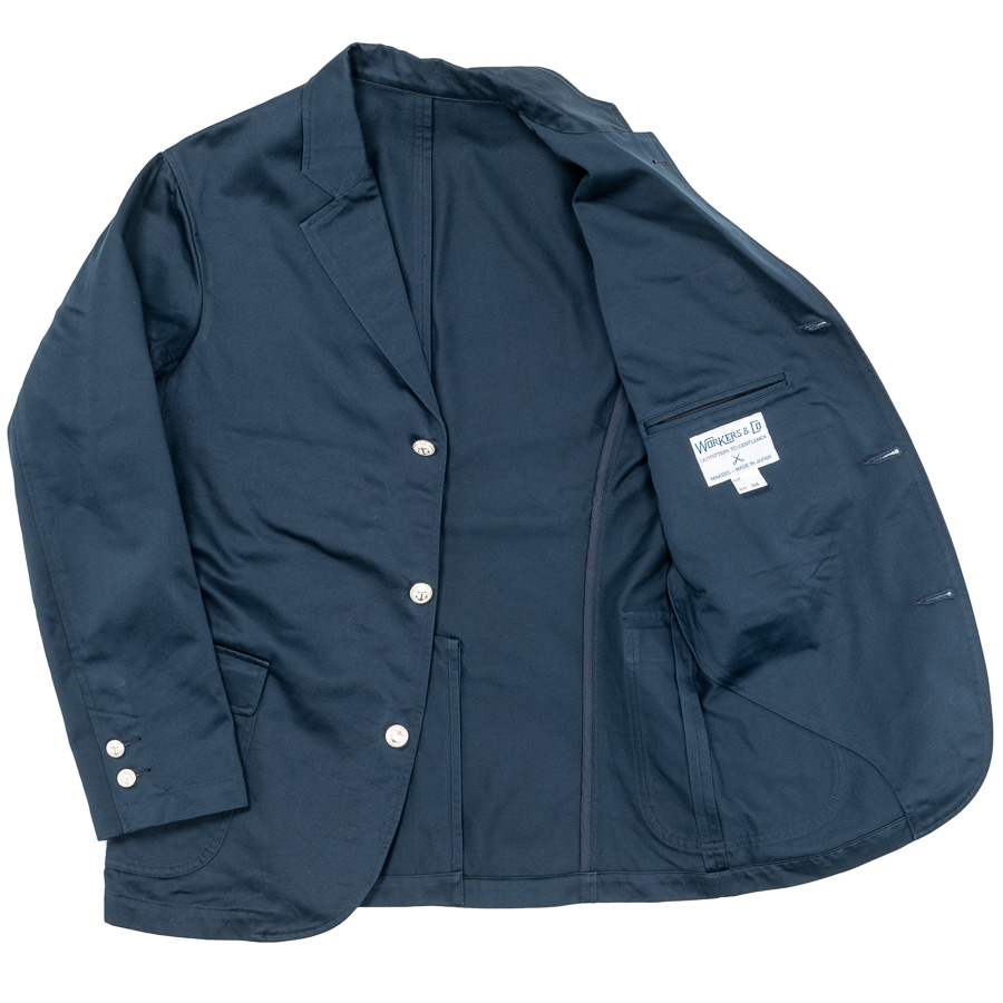 WORKERS ワーカーズ Blazer, Navy Peruvian Pima Cotton Chino ブレザー ピマコットンネイビーチノ