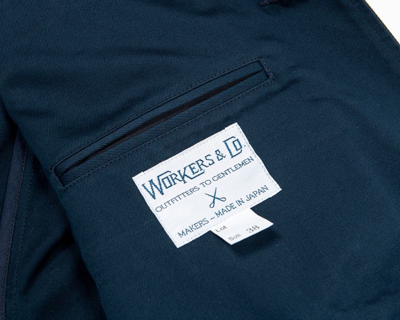 WORKERS ワーカーズ Blazer, Navy Peruvian Pima Cotton Chino ブレザー ピマコットンネイビーチノ