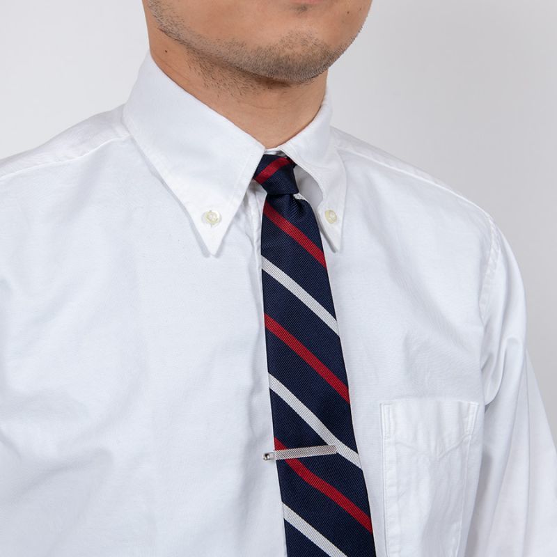 WORKERS ワーカーズ Silk Repp Tie, Navy-Red-Silver シルクレップタイ ネイビーレッドシルバー