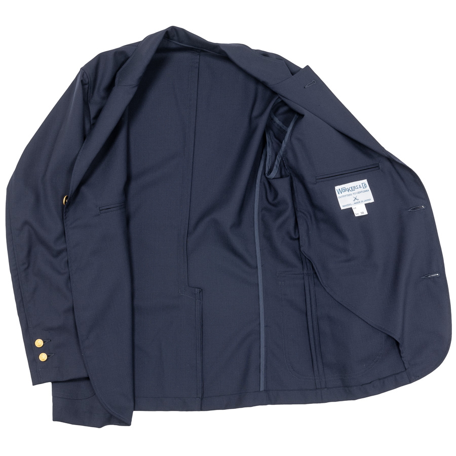 WORKERS ワーカーズ Blazer, Navy Peruvian Pima Cotton Chino ブレザー ピマコットンネイビーチノ