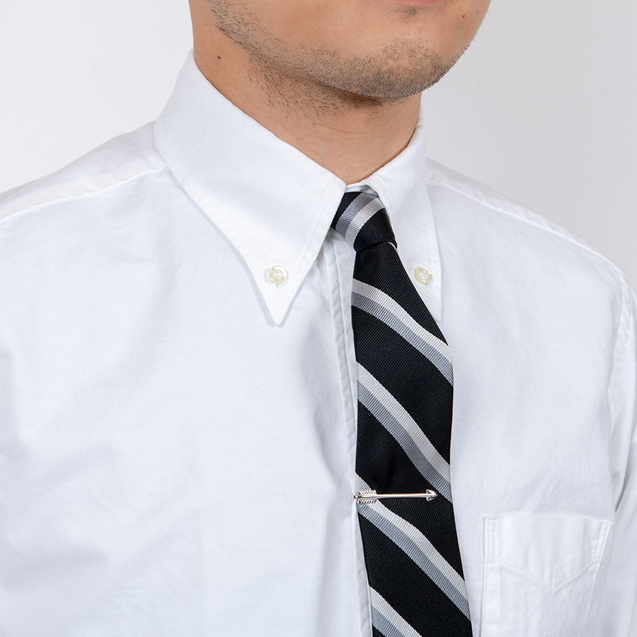 WORKERS ワーカーズ Silk Repp Tie, Black-Silver-Grey シルクレップタイ ブラックシルバーグレイ