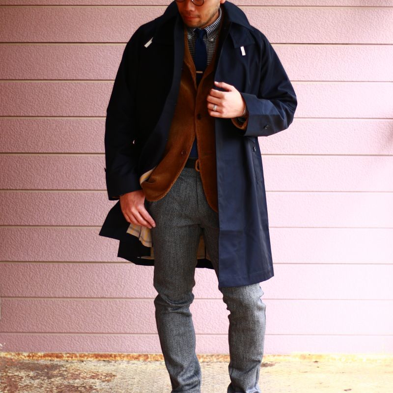 WORKERS ワーカーズ Bal Collar Coat Gabardine, Navy バルカラーコート ギャバジン ネイビー
