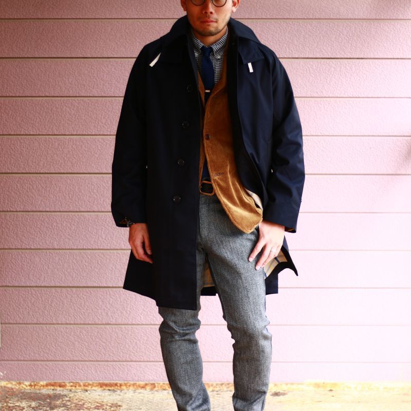 WORKERS ワーカーズ Bal Collar Coat Gabardine, Navy バルカラーコート ギャバジン ネイビー