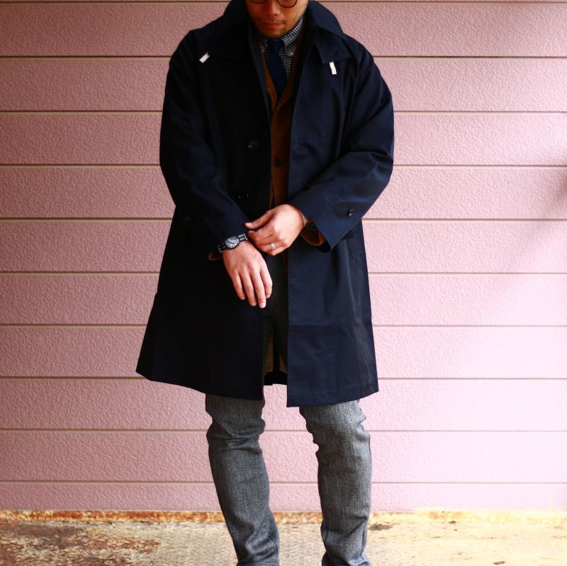 WORKERS ワーカーズ Bal Collar Coat Gabardine, Navy バルカラーコート ギャバジン ネイビー