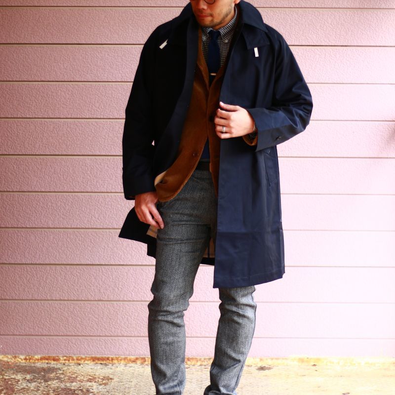 WORKERS ワーカーズ Bal Collar Coat Gabardine, Navy バルカラーコート ギャバジン ネイビー