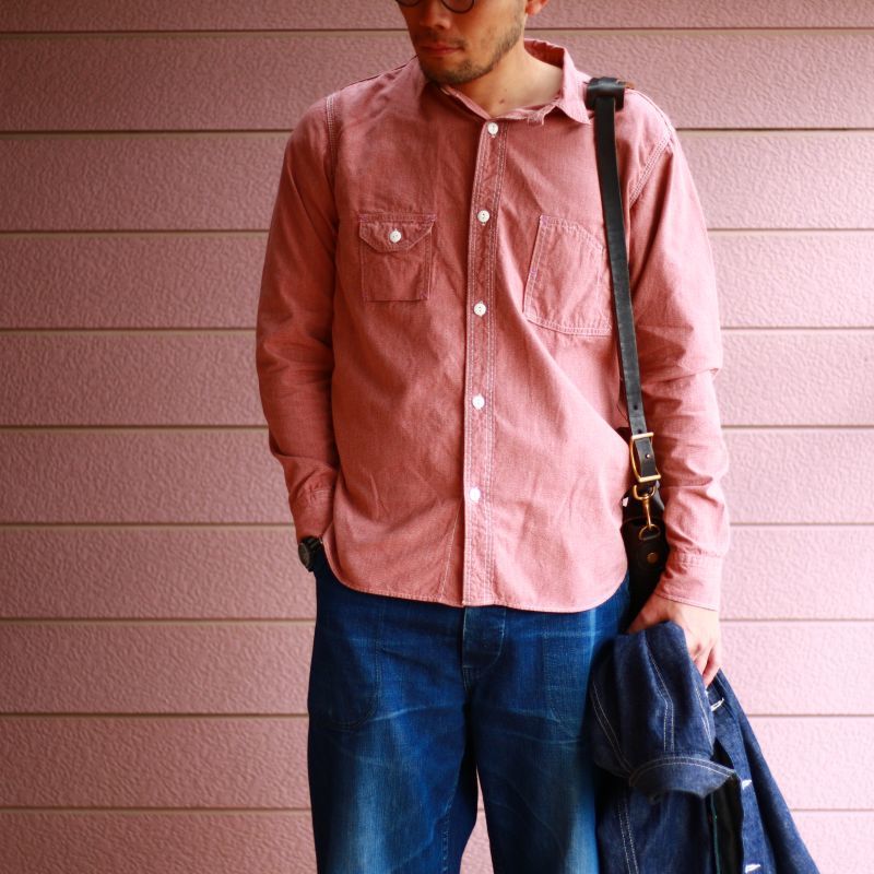 TCB jeans TCBジーンズ Catlight Shirts Covert Red Chambray 5.2oz キャットライトシャツ レッドシャンブレー