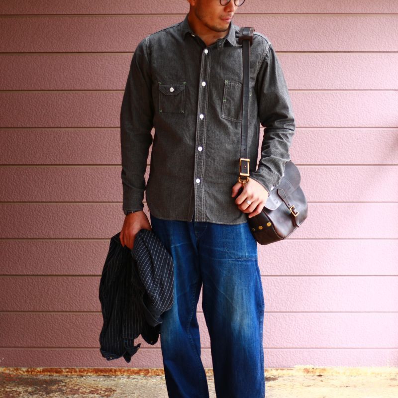 TCB jeans TCBジーンズ Catlight Shirts Covert Black Chambray 5.2oz キャットライトシャツ ブラックシャンブレー