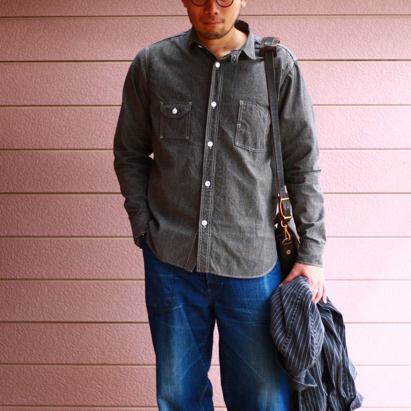 TCB jeans TCBジーンズ Catlight Shirts Covert Black Chambray 5.2oz キャットライトシャツ ブラックシャンブレー