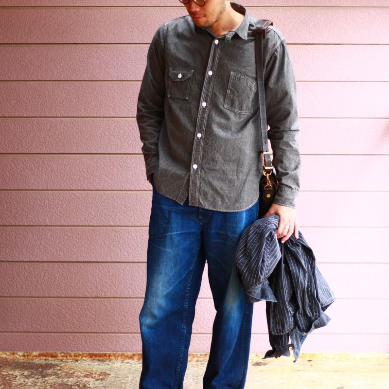 TCB jeans TCBジーンズ Catlight Shirts Covert Black Chambray 5.2oz キャットライトシャツ ブラックシャンブレー