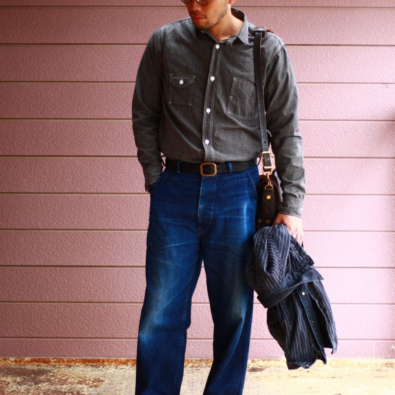 TCB jeans TCBジーンズ Catlight Shirts Covert Black Chambray 5.2oz キャットライトシャツ ブラックシャンブレー