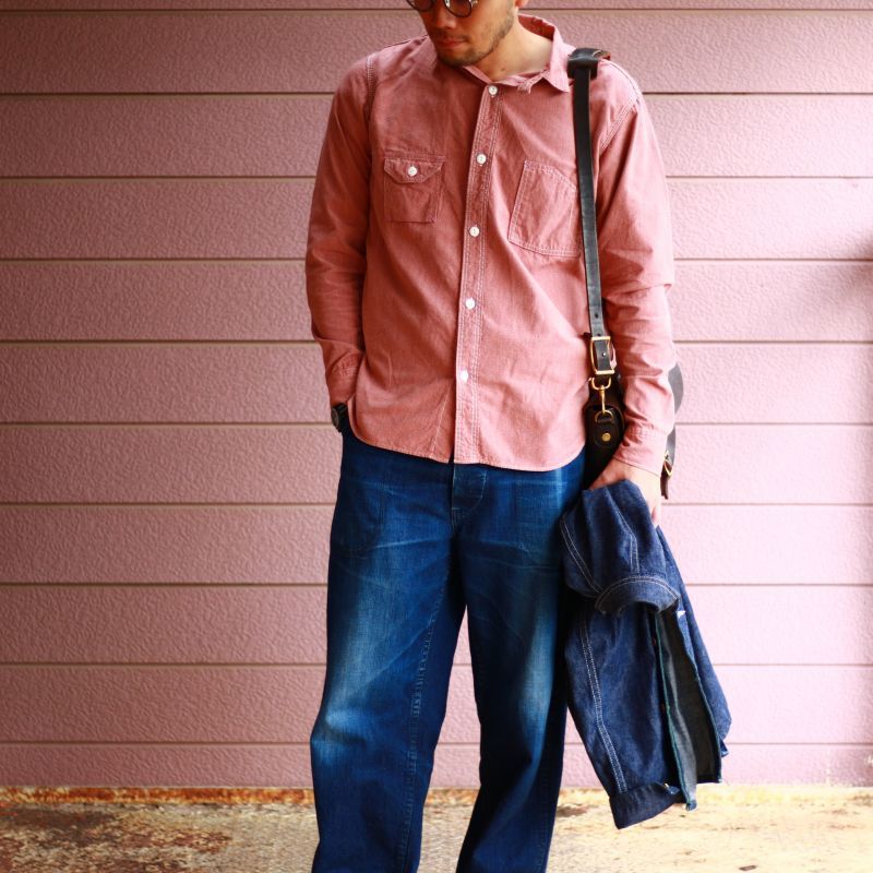 TCB jeans TCBジーンズ Catlight Shirts Covert Red Chambray 5.2oz キャットライトシャツ レッドシャンブレー