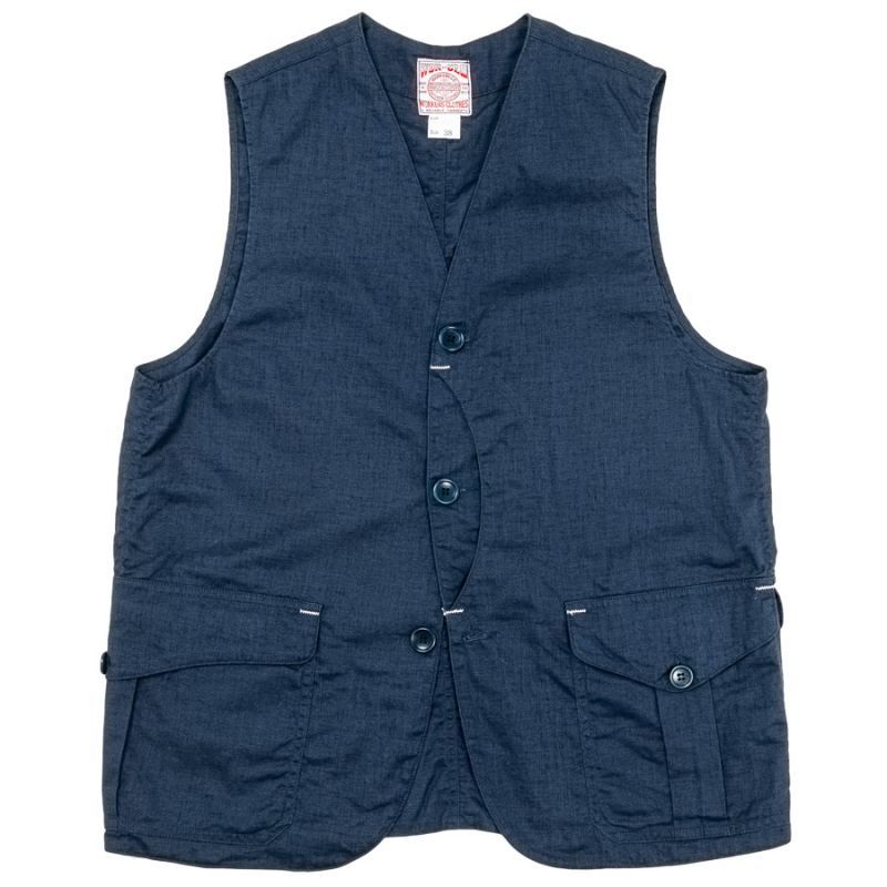 WORKERS ワーカーズ Cruiser Vest, Navy Cotton Linen Cloth クルーザーベスト コットンリネンクロス ネイビー