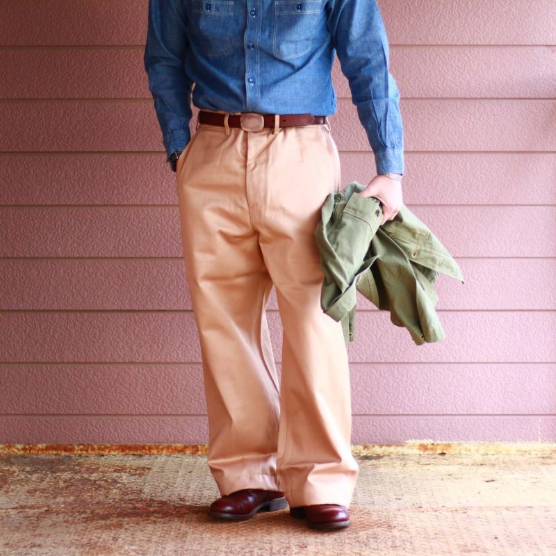 500センチワタリBuzz Rickson's バズリクソンズ MILITARY CHINOS 1945 MODEL ミリタリーチノパンツ チノパン 55-T-10280 ブラウン