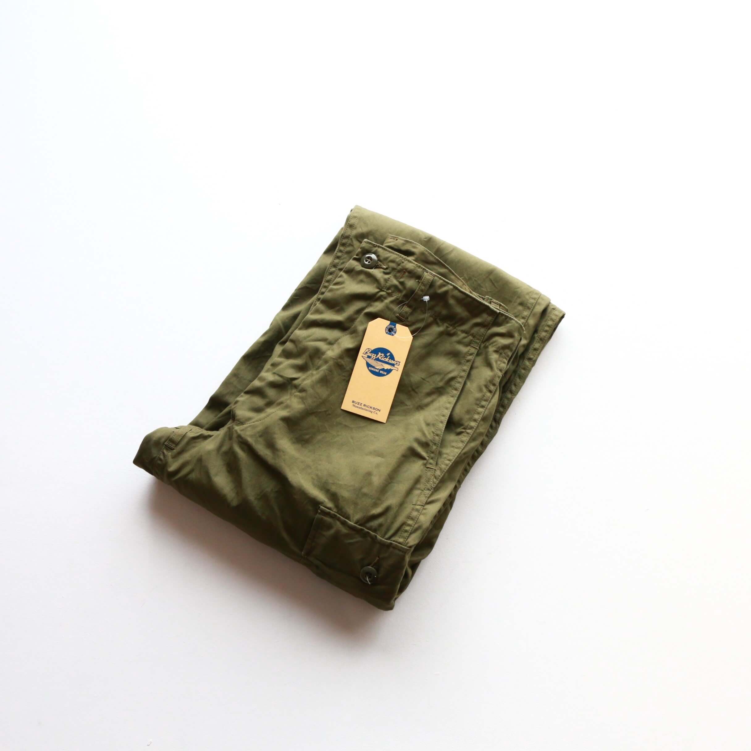 Buzz Rickson's バズリクソンズ TOROUSERS,MEN'S COTTON WIDE RESISTANT POPLIN OLIVE GREEN ARMY SHADE 107 ジャングルファティーグパンツ 初期型