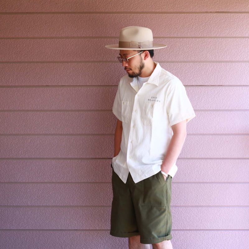 Buzz Rickson's バズリクソンズ WHITE CHAMBRAY S/S WORK SHIRT GRIM REAPERS シャンブレーワークシャツ ステンシル