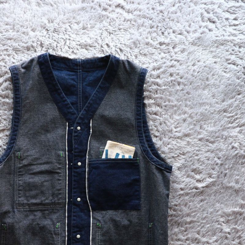 TCB jeans TCBジーンズ TABBYS VEST Selvedge Covert DENIM タビーズベスト デニム