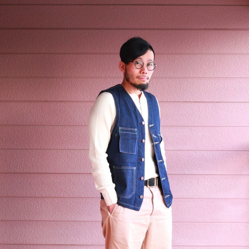 TCB jeans TCBジーンズ TABBYS VEST Selvedge Covert DENIM タビーズベスト デニム