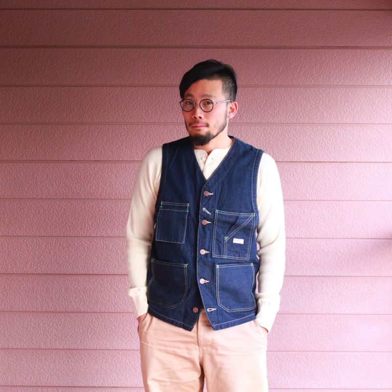 TCB jeans TCBジーンズ TABBYS VEST Selvedge Covert DENIM タビーズベスト デニム