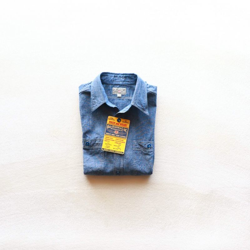 Buzz Rickson's バズリクソンズ BLUE CHAMBRAY S/S WORK SHIRT シャンブレーワークシャツ ブルー BR35856